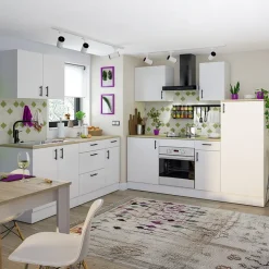 Cucina lineare 160 cm componibile bianco lucido rovere Kimera 5