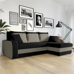 Divano angolare letto reversibile 238x147cm 3 posti grigio nero Flow