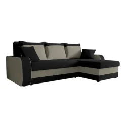 Divano angolare letto reversibile 238x147cm 3 posti grigio nero Flow