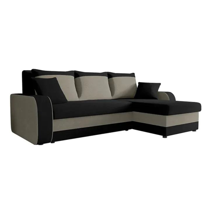 Divano angolare letto reversibile 238x147cm 3 posti grigio nero Flow