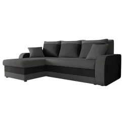 Divano angolare letto reversibile 238x147cm 3 posti grigio scuro nero Flow