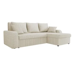 Divano angolare letto reversibile 238x147cm 3 posti velluto a coste beige Flow