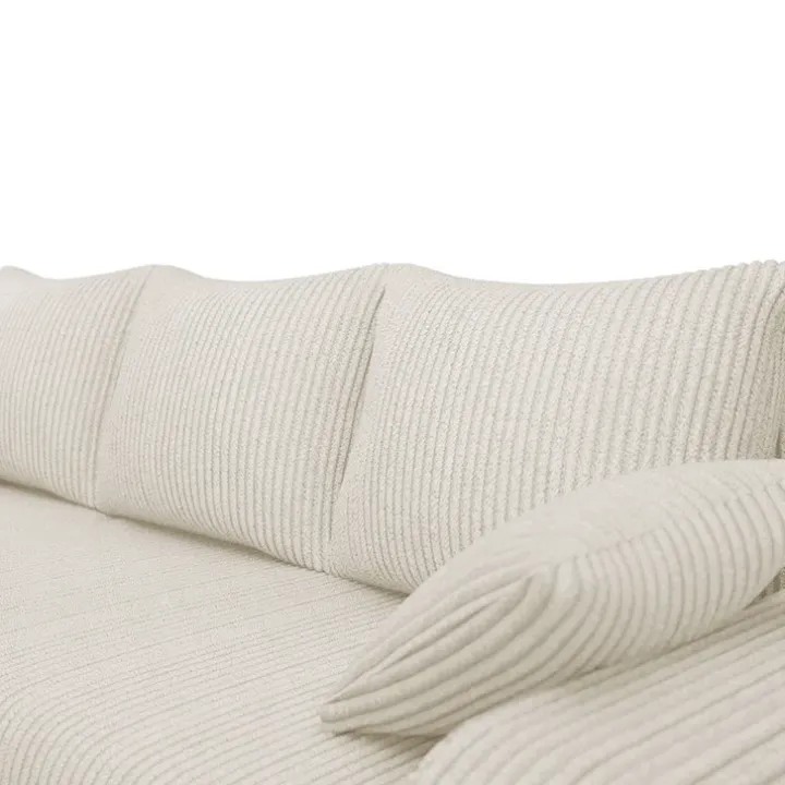Divano angolare letto reversibile 238x147cm 3 posti velluto a coste beige Flow