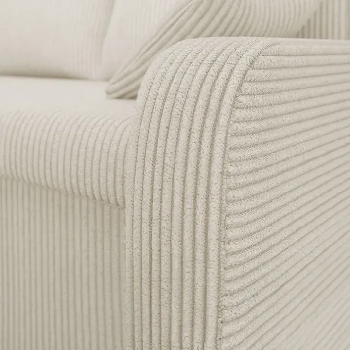 Divano angolare letto reversibile 238x147cm 3 posti velluto a coste beige Flow