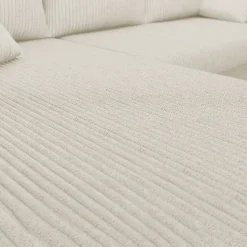 Divano angolare letto reversibile 238x147cm 3 posti velluto a coste beige Flow