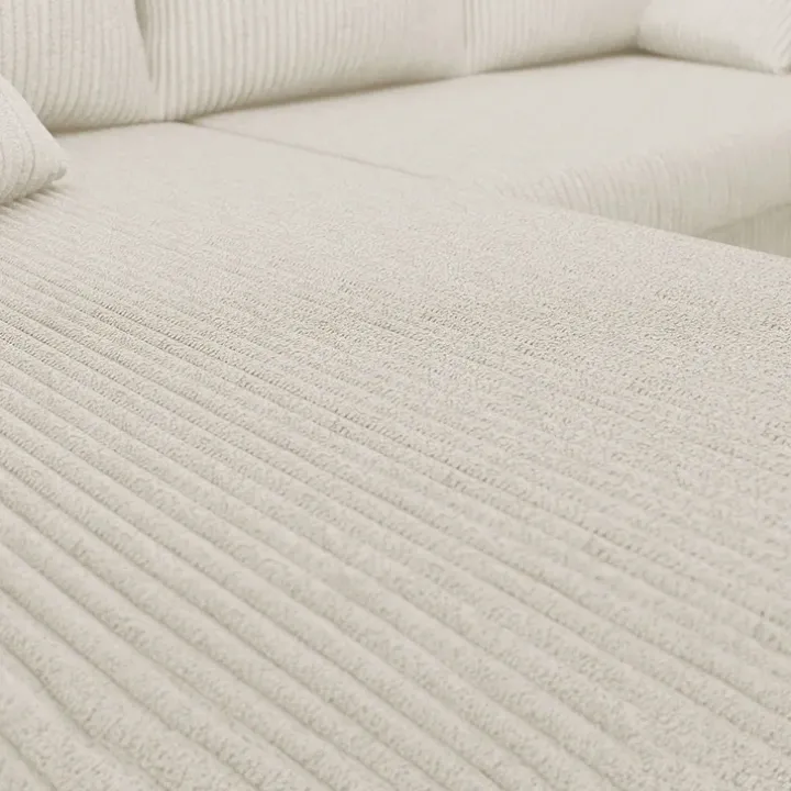 Divano angolare letto reversibile 238x147cm 3 posti velluto a coste beige Flow