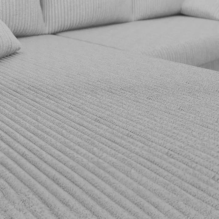 Divano angolare letto reversibile 238x147cm 3 posti velluto a coste grigio Flow