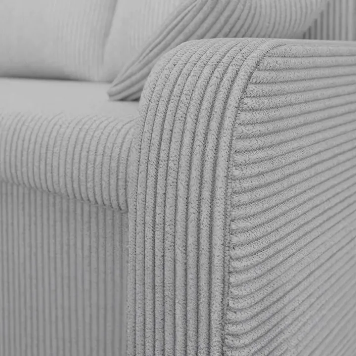 Divano angolare letto reversibile 238x147cm 3 posti velluto a coste grigio Flow