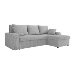 Divano angolare letto reversibile 238x147cm 3 posti velluto a coste grigio Flow