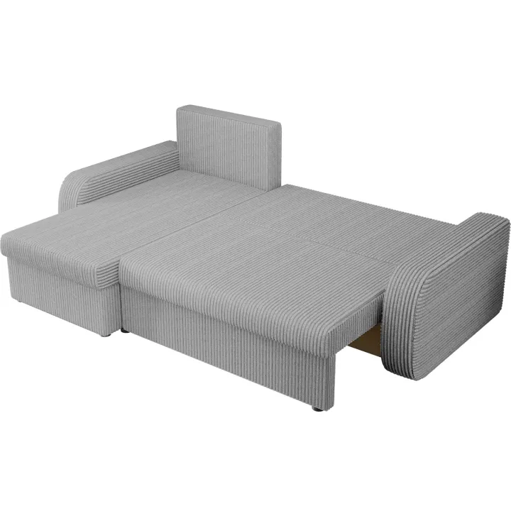 Divano angolare letto reversibile 238x147cm 3 posti velluto a coste grigio Flow