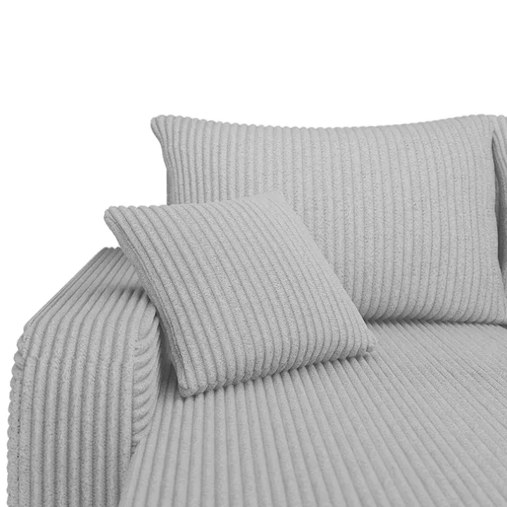 Divano angolare letto reversibile 238x147cm 3 posti velluto a coste grigio Flow
