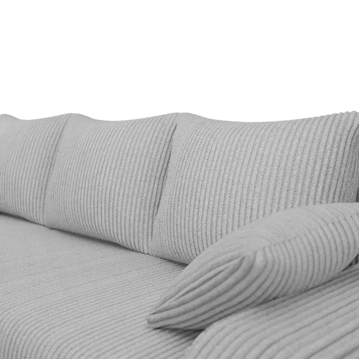 Divano angolare letto reversibile 238x147cm 3 posti velluto a coste grigio Flow