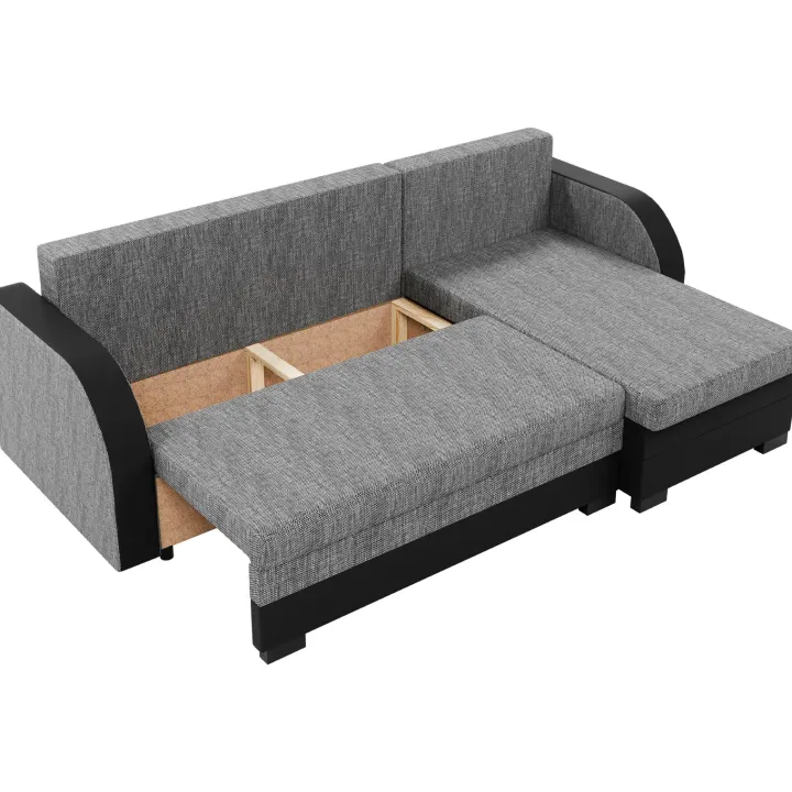 Divano angolare letto reversibile 230x140cm 3 posti grigio chiaro nero Metz