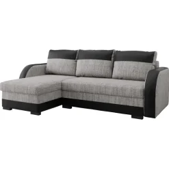 Divano angolare letto reversibile 230x140cm 3 posti grigio chiaro nero Metz
