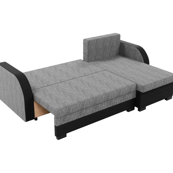 Divano angolare letto reversibile 230x140cm 3 posti grigio chiaro nero Metz