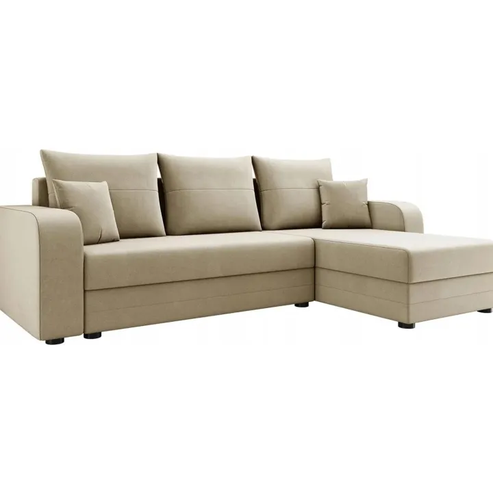 Divano angolare letto reversibile 237x139cm 3 posti matrimoniale angolare beige Flow