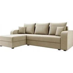 Divano angolare letto reversibile 237x139cm 3 posti matrimoniale angolare beige Flow