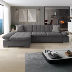 Divano con angolo a sinistra 4 posti 278x161cm grigio Artemio