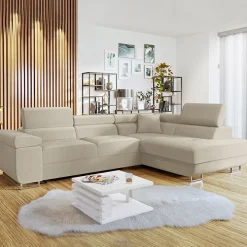 Divano letto angolare destra imbottito 274x203cm beige Bormio