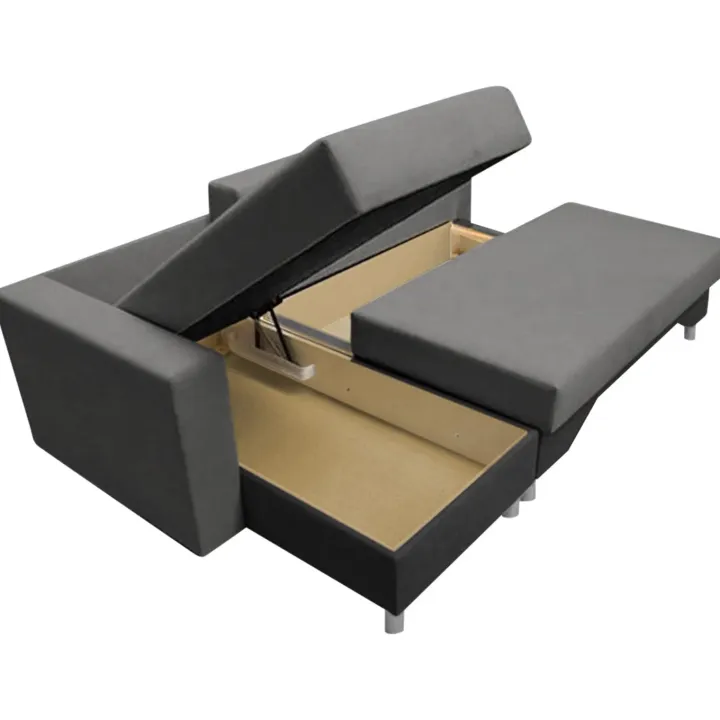 Divano letto angolare destra 3 posti 215cm grigio scuro e chiaro Aureliano