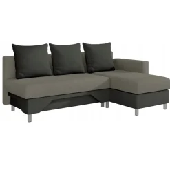 Divano letto angolare destra 3 posti 215cm grigio scuro e chiaro Aureliano
