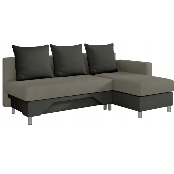 Divano letto angolare destra 3 posti 215cm grigio scuro e chiaro Aureliano