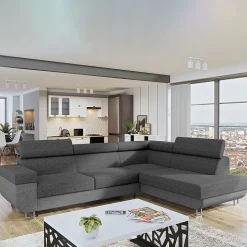 Divano letto angolare destra 5 posti 253x188cm grigio Almese