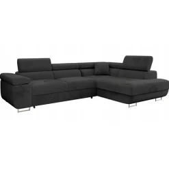 Divano letto angolare destra imbottito 274x203cm nero Bormio