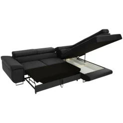 Divano letto angolare destra imbottito 274x203cm nero Bormio