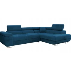 Divano letto angolare destra imbottito 274x203cm blu Bormio
