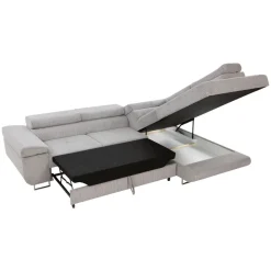 Divano letto angolare destra imbottito 274x203cm velluto a coste grigio Bormio