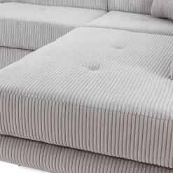 Divano letto angolare destra imbottito 274x203cm velluto a coste grigio Bormio