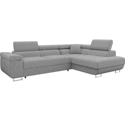 Divano letto angolare destra imbottito 274x203cm velluto a coste grigio Bormio