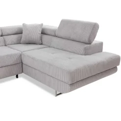 Divano letto angolare destra imbottito 274x203cm velluto a coste grigio Bormio