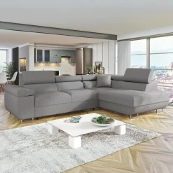 Divano letto angolare destra 4 posti 274x203cm imbottito grigio Bormio