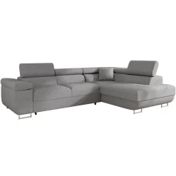 Divano letto angolare destra 4 posti 274x203cm imbottito grigio Bormio