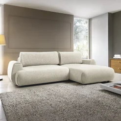 Divano letto angolare destra 3 posti 270x167cm tessuto bianco Cloudify