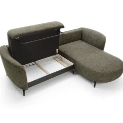 Divano letto angolare destra 3 posti 260x180cm tessuto bouclè verde Repose