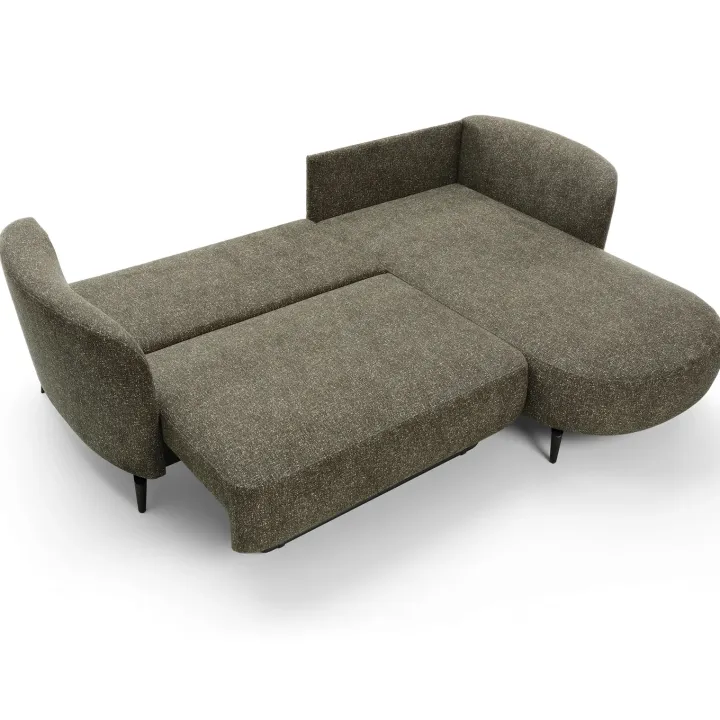 Divano letto angolare destra 3 posti 260x180cm tessuto bouclè verde Repose