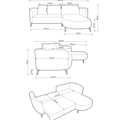 Divano letto angolare destra 3 posti 260x180cm tessuto bouclè verde Repose