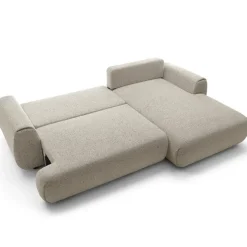 Divano letto angolare destra 3 posti 270x167cm tessuto beige Cloudify