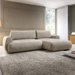 Divano letto angolare destra 3 posti 270x167cm tessuto beige Cloudify