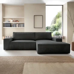 Divano letto angolare destra 3 posti 267x167cm velluto a coste antracite Relaxion