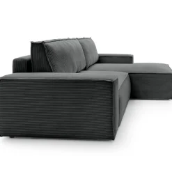 Divano letto angolare destra 3 posti 267x167cm velluto a coste antracite Relaxion