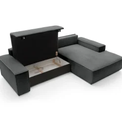 Divano letto angolare destra 3 posti 267x167cm velluto a coste antracite Relaxion