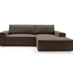 Divano letto angolare destra 3 posti 267x167cm velluto a coste marrone Relaxion