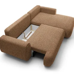 Divano letto angolare destra 3 posti 270x167cm tessuto arancio Cloudify
