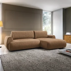 Divano letto angolare destra 3 posti 270x167cm tessuto arancio Cloudify