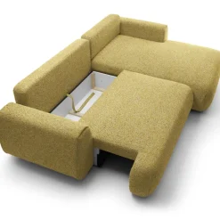 Divano letto angolare destra 3 posti 270x167cm tessuto giallo Cloudify