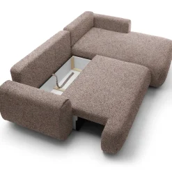 Divano letto angolare destra 3 posti 270x167cm tessuto rosa Cloudify